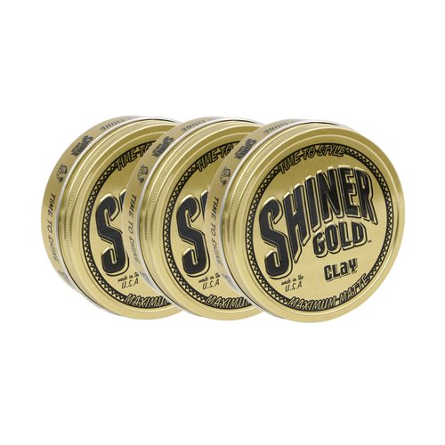 Shiner Gold Matte Clay Pomade | Strong Hold | Matte Finish | Water Based | Coconut Scent, 3.5oz Pack of 3