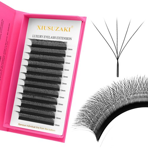 Lash Extensions 5D Eyelash Extensions W Lashes 0.07mm Thickness D Curl Lashes Mix 8-15mm Soft Lash Trays Pestañas Pelo a Pelo Natural Matte black False Eyelashes Individual Lashes(W-5D-0.07-D,8-15mm)
