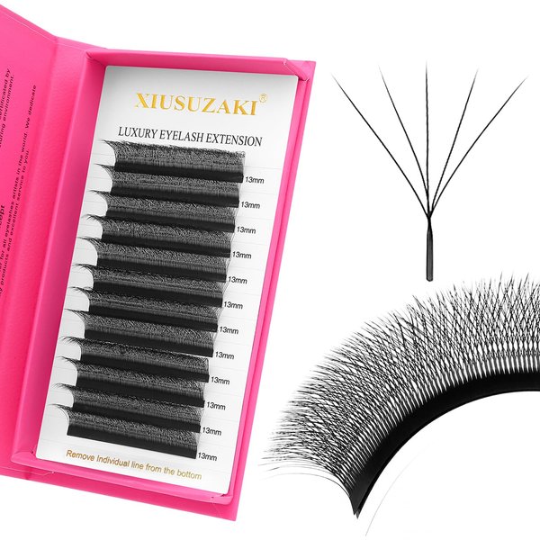 Lash Extensions 5D Eyelash Extensions W Lashes 0.07mm Thickness D Curl Lashes Mix 8-15mm Soft Lash Trays Pestañas Pelo a Pelo Natural Matte black False Eyelashes Individual Lashes(W-5D-0.07-D,8-15mm)