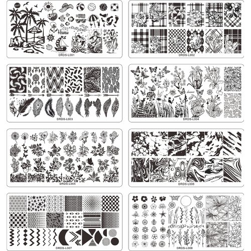 VNC 21 Pcs Nail Stamp Plates Set 16 Plate 2Stamper and 2 Scraper 1storage Bag Nails Art Stamping Plate Scraper Stamper Set Leaves Flowers Animal Nail Plate Template Image Plate Set