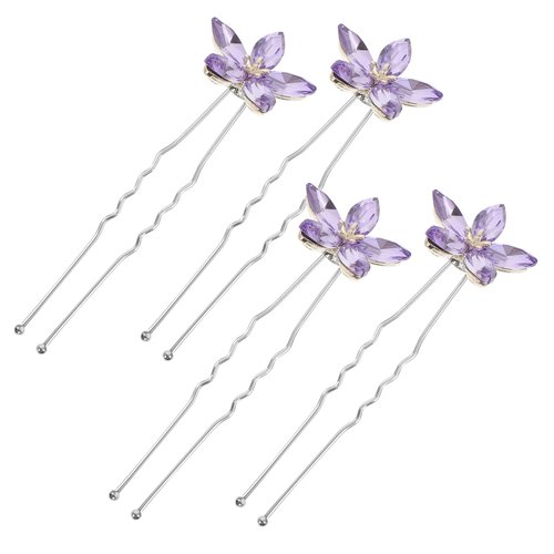 Beatifufu 4pcs Bride Hair Clip Bridal Hair Pin Chignon Hair Pin Wedding Hair Clip Rhinestone Hair...