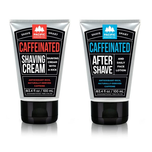 Pacific Shaving Company Caffeinated Shaving Cream & Aftershave Set - Shave Kit for Men - Antioxidant + Caffeine Enriched Shave Cream + Aftershave Lotion (3.4 Oz, 2 Pack)