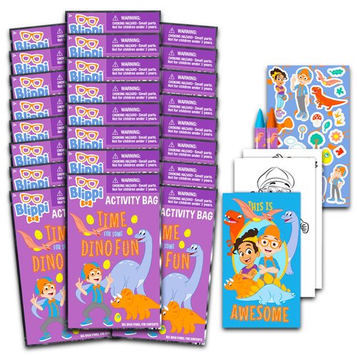 Blippi Birthday Party Favors Set - Bundle with 24 Blippi Play Packs for Kids | Mini Coloring Books, Stickers, and More for Goodie Bags (Blippi Party Supplies)