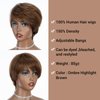 QUEEN VIRGIN REMY QVR Pixie Cut Wig Human Hair Wigs with Bangs Short Wigs for Black Women Human Hair Different Style Pixie Wig for Daily Wear Ombre Highlight Brown Color