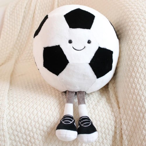 OUKEYI 11.8 "/30cm Basketball Plush Pillow, Soft Football Shaped Plush Pillow,Basketball/Football Plush Toy Sport Theme Plushie Soccer Stuffed Toys (Football)