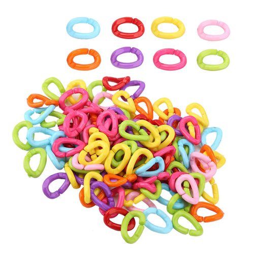 100Pcs Plastic Bird C Clips Hooks Chain Links DIY Parrot Toys Mix ColorLittle pet Toys