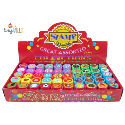 TINYMILLS 50 Pcs Assorted Stampers for Kids - Birthday Party Favors