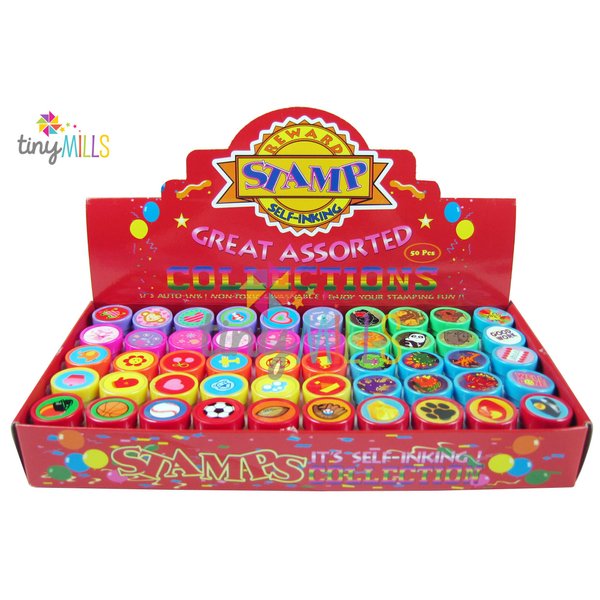 TINYMILLS 50 Pcs Assorted Stampers for Kids - Birthday Party Favors