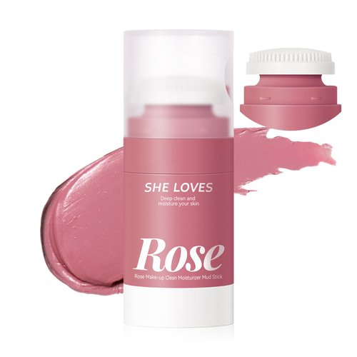 Easilydays Rose Face Makeup Remover Creams Nourishing Cleansing Balm, with a Silicone Brush, Facial Deep Cleansing & Nourishing, Balm To Oil Moisturizing Skin Cleansing, Gentle & Soothing Facial Skin