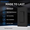 ELEGRP Matte Black Single Pole Decorator Light Switch, 15Amp 120/277V, Paddle Rocker Switch Wall Switch Replacement, Self-Grounding, Residential Grade, w/Wall Plate, UL/CUL (5 Pack)