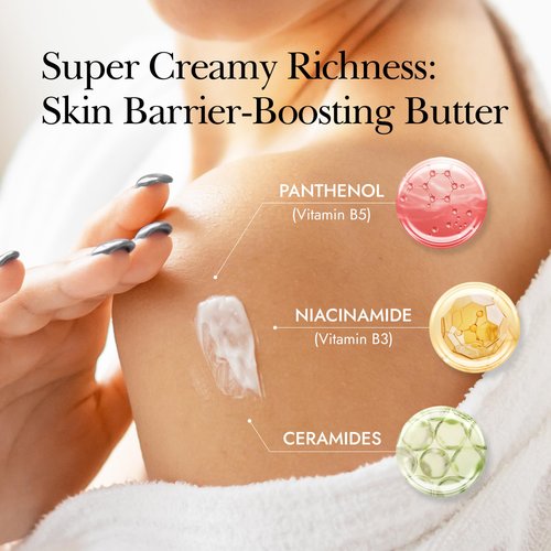 THERAPISPA Pure Rich Body Butter - Super Creamy with Ceramides, Hyaluronic Acid, Niacinamide (B3), Panthenol (B5), and Shea Butter for Deep Hydration and Repairing Dry Skin (Gold, 7 oz)