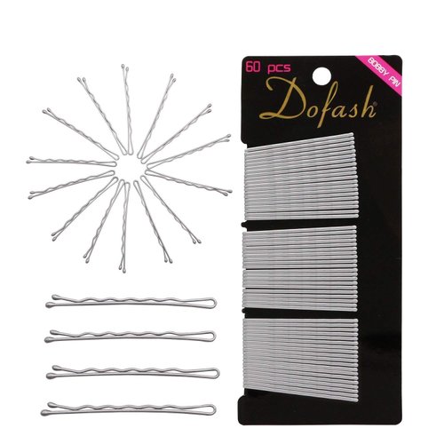 Dofash 5CM/2In Wavy Bobby Pins Silver Hairpins Metal Hair Grips for Hair Decoration 60pcs（Silver）