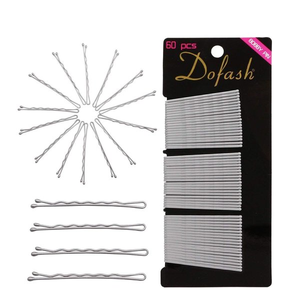 Dofash 5CM/2In Wavy Bobby Pins Silver Hairpins Metal Hair Grips for Hair Decoration 60pcs（Silver）