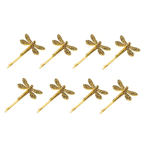 SHIDOW Dragonfly Hair Clips, Wedding Retro Antique Barrette, Bridal Headdress Head Wear Styling Hair Accessories for Girls Ladies Bobby Pins Hair pins French (8 Pcs) (Gold)