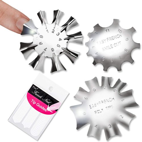 DANNEASY 3Pcs Easy French Nail Smile Line Acrylic Gel Cutter Tool C-Shaped Manicure Edge Trimmer Cutter Template With 1Pcs French Nail Stickers Tips Guides