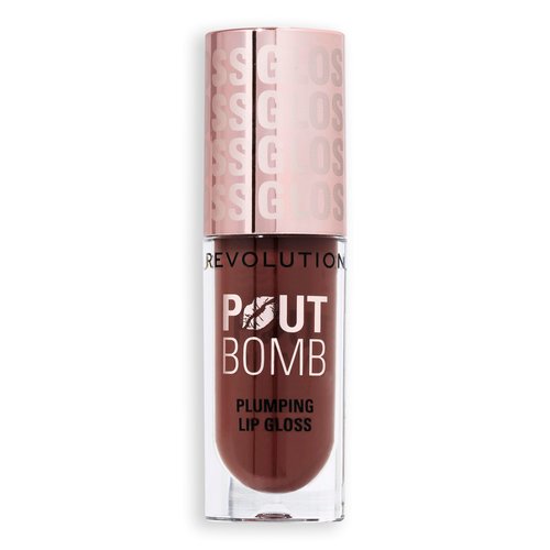 Revolution Beauty, Pout Bomb Plumping Lip Gloss, High-Shine for Glossy, Fuller & Plump Lips with Hyaluronic Acid & Peptides, Vegan & Cruelty-Free, Espresso Cool Nude & Brown, 0.15 Fl Oz