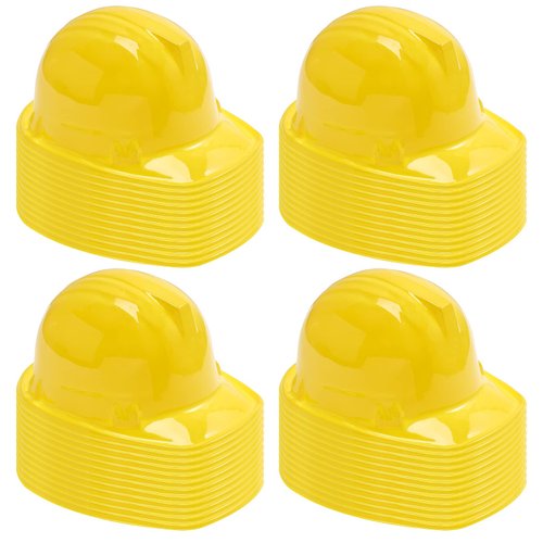 Sumind 48 Packs Construction Party Hats Kids Plastic Worker Helmet Bulk Toy for 3-8 Years Children Dress up Party Supplies(Yellow)