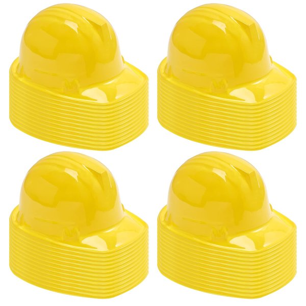 Sumind 48 Packs Construction Party Hats Kids Plastic Worker Helmet Bulk Toy for 3-8 Years Children Dress up Party Supplies(Yellow)