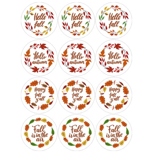 Lucleag Hello Fall Stickers for Kids, Fall Leaves Wreath Stickers Happy Autumn Fall Stickers for Candy Envelope Seals Gift Card Stickers Fall Thanksgiving Party Favors Decor 360PCS