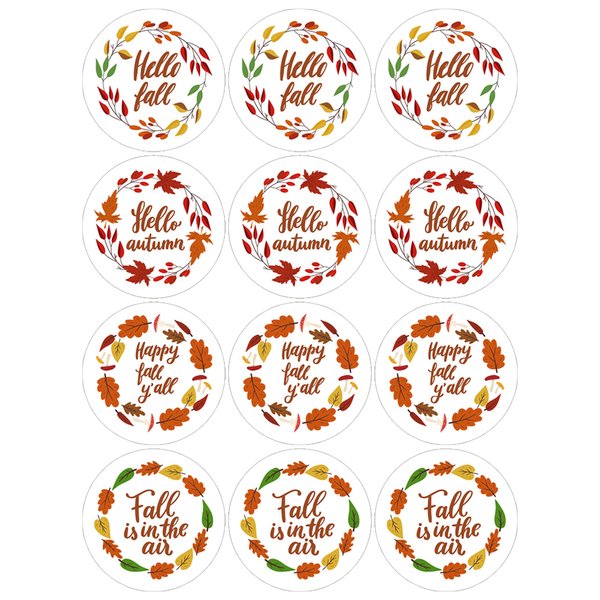 Lucleag Hello Fall Stickers for Kids, Fall Leaves Wreath Stickers Happy Autumn Fall Stickers for Candy Envelope Seals Gift Card Stickers Fall Thanksgiving Party Favors Decor 360PCS