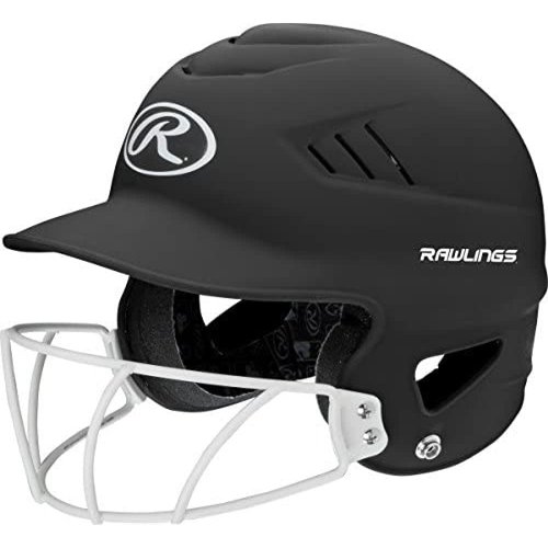Rawlings | COOLFLO HIGHLIGHTER Batting Helmet | Face Guard Included | One Size Fits Most 6 1/2"-7 1/2" | Matte Black