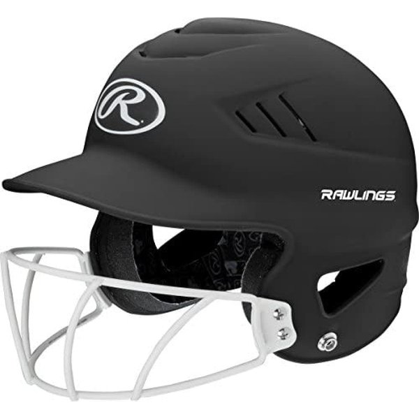 Rawlings | COOLFLO HIGHLIGHTER Batting Helmet | Face Guard Included | One Size Fits Most 6 1/2"-7 1/2" | Matte Black