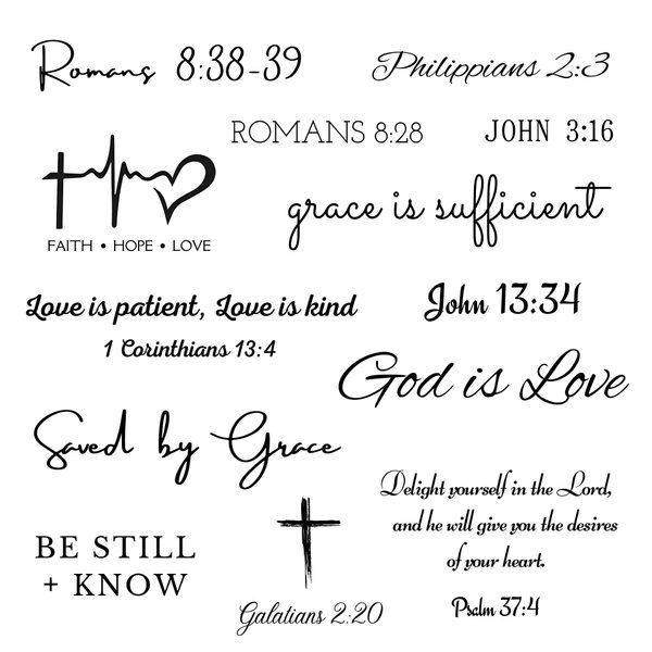One Grace Love and Grace Christian Temporary Tattoos - Inspirational Scripture Selections - Christian Motivational Bible Verse Words and Cross Tattoos