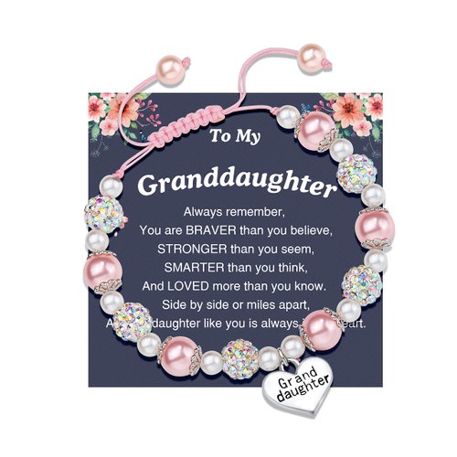 UNGENT THEM Granddaughter Gifts from Grandma Charm Bracelet Little Girls Jewelry Communion Easter Stuffers Gifts for Girls Kids 5 6 7 8 9 11 10 12 Year Old Birthday Valentine's Day Christmas Gift