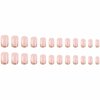 MISUD Press on Nails Short Square Fake Nails Glossy Glue on Nails Gold Chrome French Tip Acrylic Nails Squoval Artificial Nails Nude False Nails with Design 24 pcs