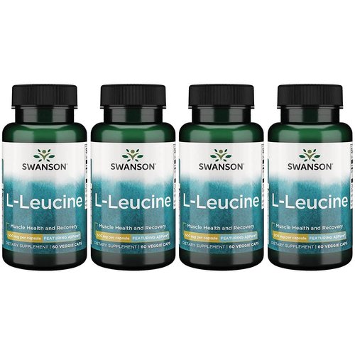 Swanson Amino Acid Ajipure L-Leucine Pharmaceutical Grade 500 Milligrams 60 Veg Capsules (4 Pack)