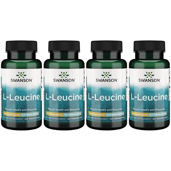 Swanson Amino Acid Ajipure L-Leucine Pharmaceutical Grade 500 Milligrams 60 Veg Capsules (4 Pack)