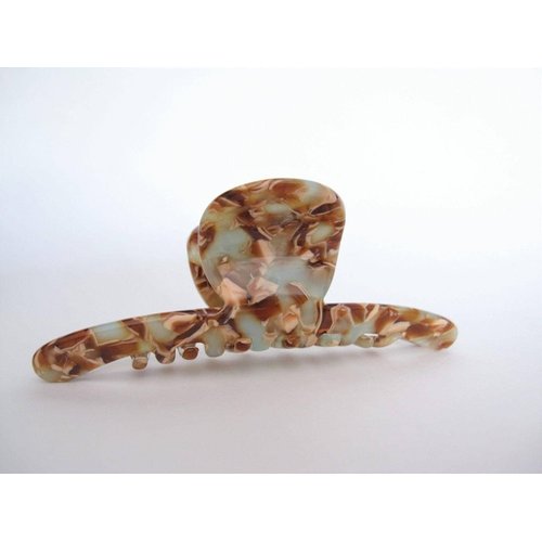 Generic Amber brown beige blue gray marbled design hair claw clip for fine, thin hair