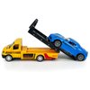Flatbed Truck Toy Rescue Tow Truck Transport Trailer Car Carrier Metal Diecast Pull Back Vehicles 2 in 1 Vehicle Playset Toy Trucks for Boys Kids Toddlers Birthday Gifts for Age 3 4 5 6, Yellow