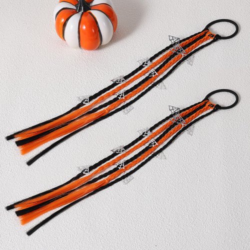 KCHIES Girls Halloween Pony Ribbon Hair Streamer Ponytail Holder Elastic Hair Ties Braids Hair Extensions Hair Bands Cosplay Party Dress Costume Decor Accessories for Women