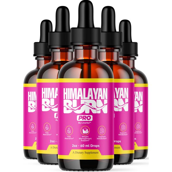 (5 Pack) Himalayan Burn Pro Drops - HimalayanBurn Pro Advanced Formula Liquid Supplement, Himalayan Burn Pink Salt Health & Wellness, Himalayanburn Pro Daily Wellness Support, 5 Bottles for 5 Months