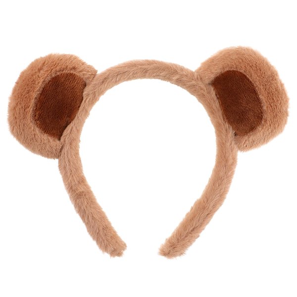 Bear Ears Headband Brown Cute Party Headwear Fluffy Animal Hairband Soft Face Wash Headband for Women Girls