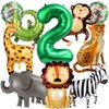10pcs Jungle Safari Animal Balloons, Cute Jungle Theme Zoo Party Supplies Monkey Elephant Zebra Leopard Crocodile Giraffe Shaped for Birthday Party Decor (Number 2)