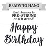 Pre-Strung Happy Birthday Banner - NO DIY - Black Happy Birthday Banner For Men & Women - Pre-Strung Script Garland on 6 ft Strands - Glitter Birthday Party Decorations & Decor. Did we mention no DIY? (Black)
