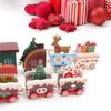 MVNISE 2pcs Christmas Wooden Train Ornament, Mini Painted Train Decoration Kids Gift Toys, Xmas Table Top Adornment for Christmas Party Kindergarten