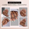 BTArtbox French Tip Press on Nails - 5 Styles XCOATTIPS Short Coffin Nails, Pre-Designed Swirl Soft Gel Nail Tips, Ultra Fit False Nails, Soak Off Acrylic Fake Nails Extensions for Nail Art DIY