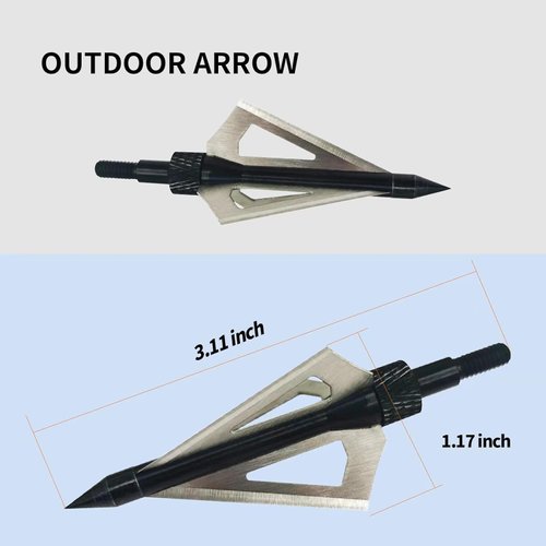 AREYCVK Archery Broadheads, 100 Grains Screw in Arrow Archery 3 Blades Hunting Heads Arrow Tips Compatible Crossbow& Compound Bow with Broadhead Storage Case (12PCS) (Black)