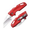 COLD STEEL Tuff Lite 2.5" AUS8A Sheepsfoot Razor-Sharp Plain Blade 3.5" Griv-Ex Red Handle Pocket Folding Knife, Boxed