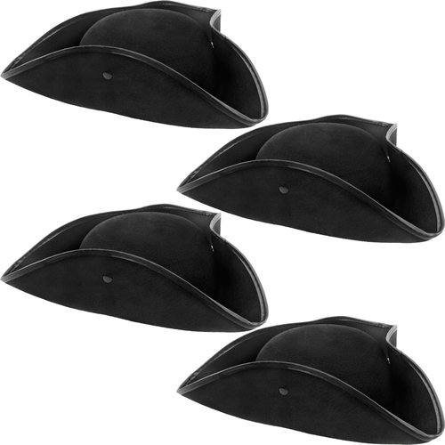 SGBETTER 4 Pack Black Pirate Hat Tricorn Hat Buccaneer Hat for Halloween Cosplay Pirate Theme Party Costume Accessory