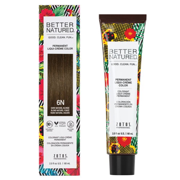 Better Natured Permanent 6N Dark Natural Blonde Hair Color Dye - Naturally-derived, Vegan & 100% Gray Coverage that Lasts up to 8 Weeks