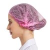 ProtectX 100-Pack Pink Disposable Hair Nets, Elastic Head Cover, Bouffant Caps, Sanitation Head Cover for Food Service, Spa Men & Women - 21 inch