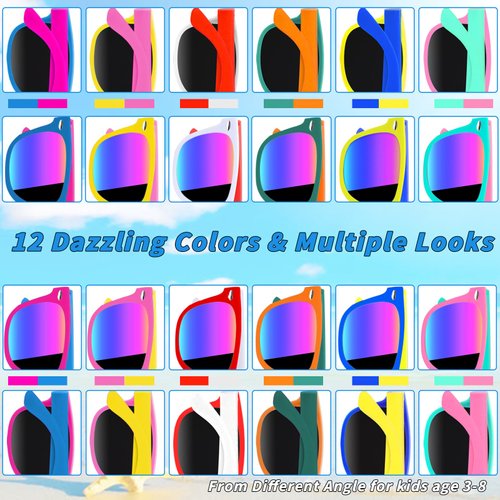 Oleitodh 60 Pack Kids Sunglasses Party Favors, Kid's Neon Sunglasses Bulk, Childrens Sun Glasses Boys Girls Pack for Goody Bag Fillers Summer Beach Pool Birthday Party Supplies