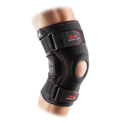 McDavid Knee Brace, Maximum Support with Polycentric Hinges & Cross Straps, Comfortable Compression & Extra Stability, Black, S