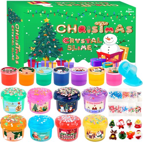 8 Pack Christmas Slime Kit,Funny Jelly Cube Crunchy Slime,Soft & Stretchy,Birthday Gifts for Kids,Christmas Stocking Stuffers,Christmas Party Favors for Girls and Boys