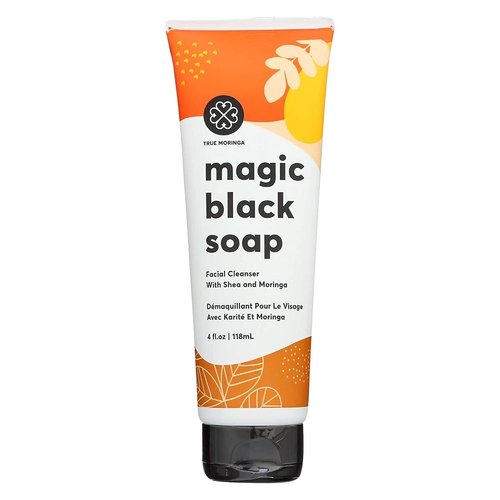 True Moringa Magic African Black Soap with Shea Butter Facial Cleanser - Organic Detox Face Wash ...
