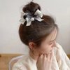 4 Pcs Bow Pearl Hair Clips White Black Ribbon Bowknot Hair Claws Ponytail Holder Headwear Accessories for Women Girls